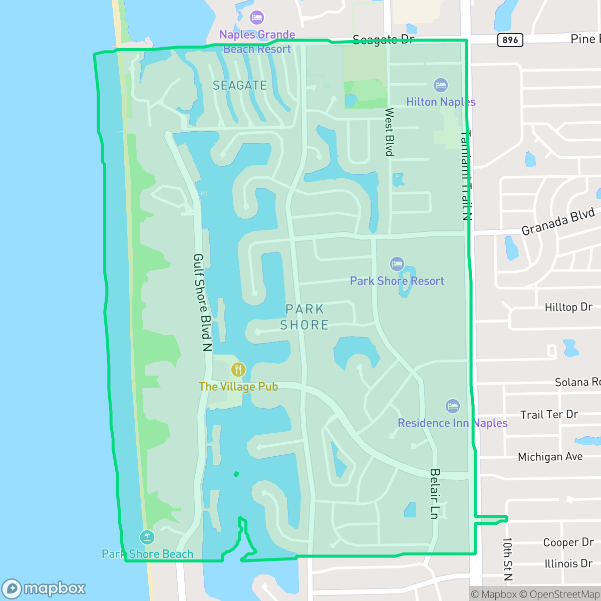 Map showing the location of Park Shore, Naples, FL