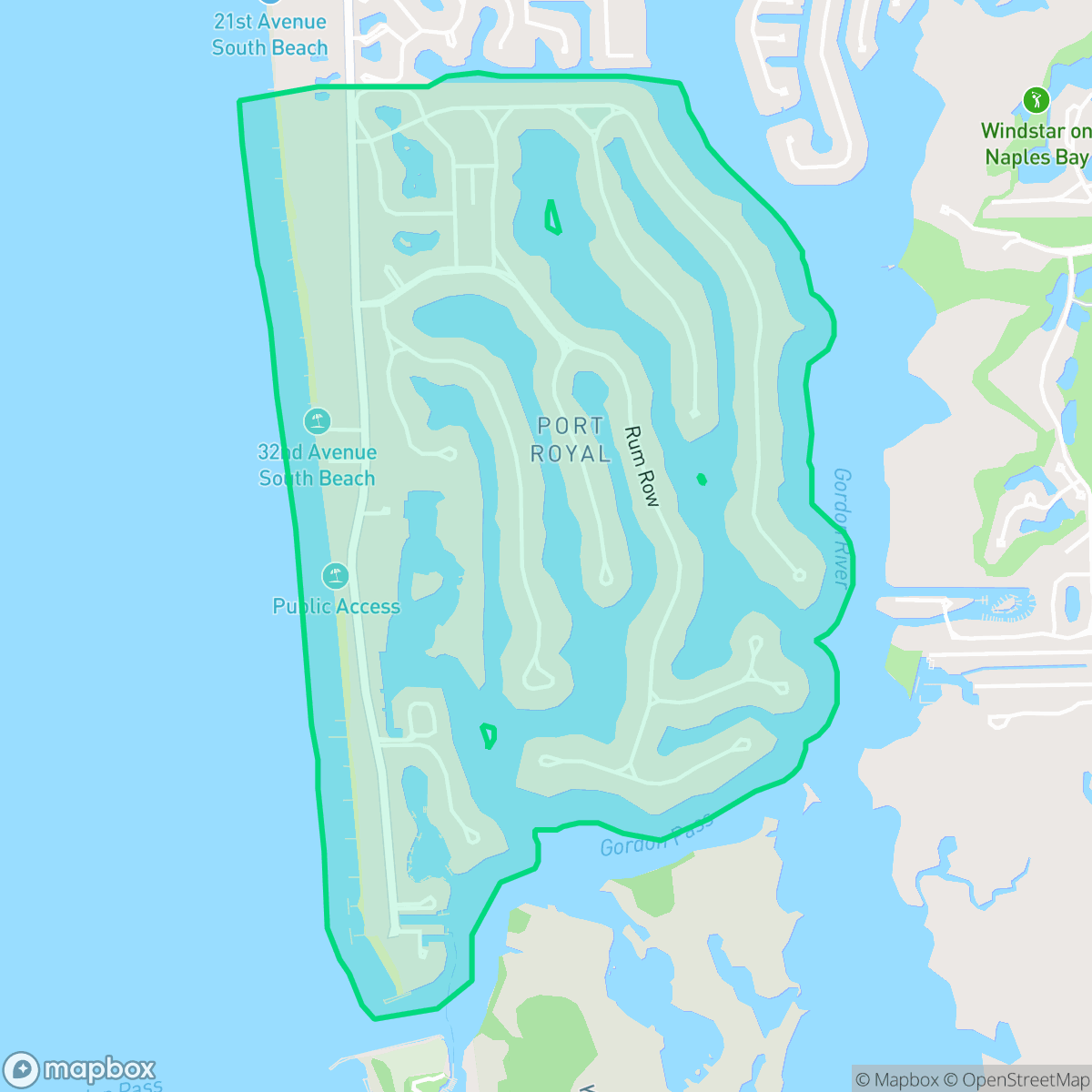 Map showing the location of Port Royal, Naples, FL