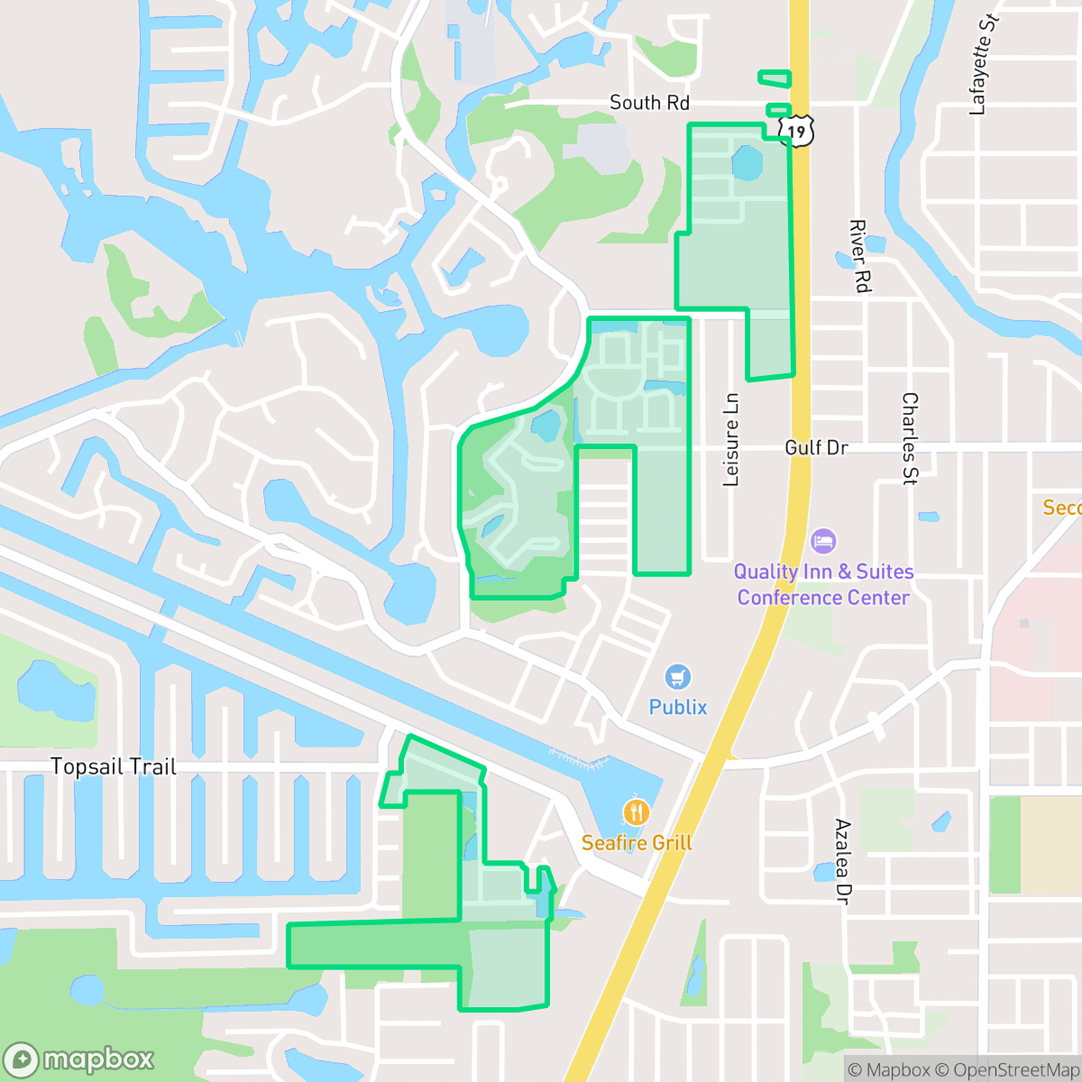 Map showing the location of Southwest, New Port Richey, FL