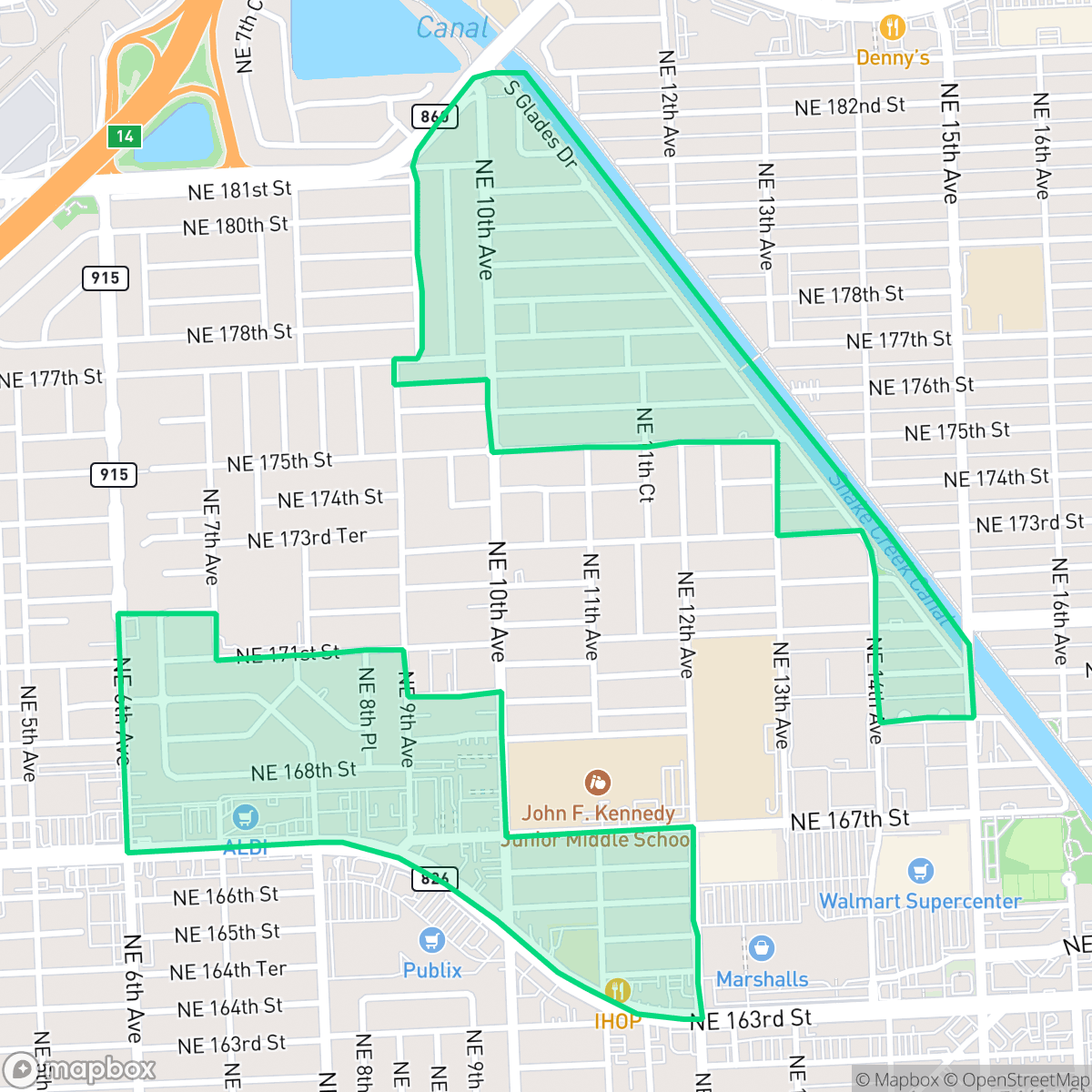 Map showing the location of Winward, North Miami Beach, FL