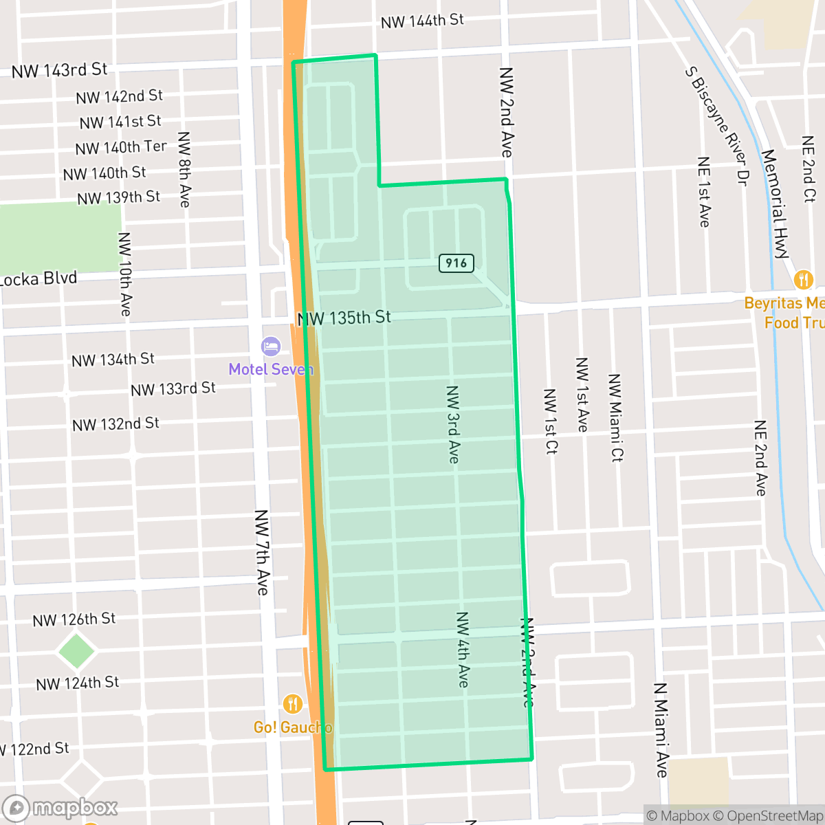 Map showing the location of Alhambra Heights, North Miami, FL
