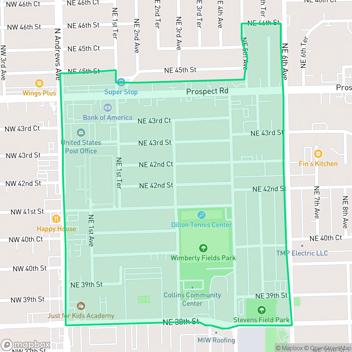 Map showing the location of Andrews Gardens, Oakland Park, FL