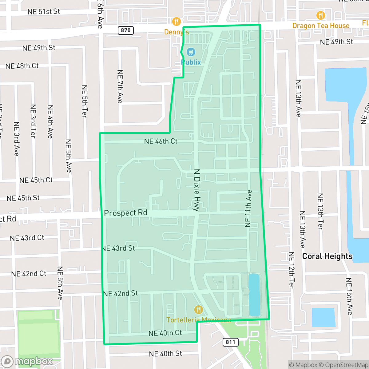 Map showing the location of Central Business District, Oakland Park, FL