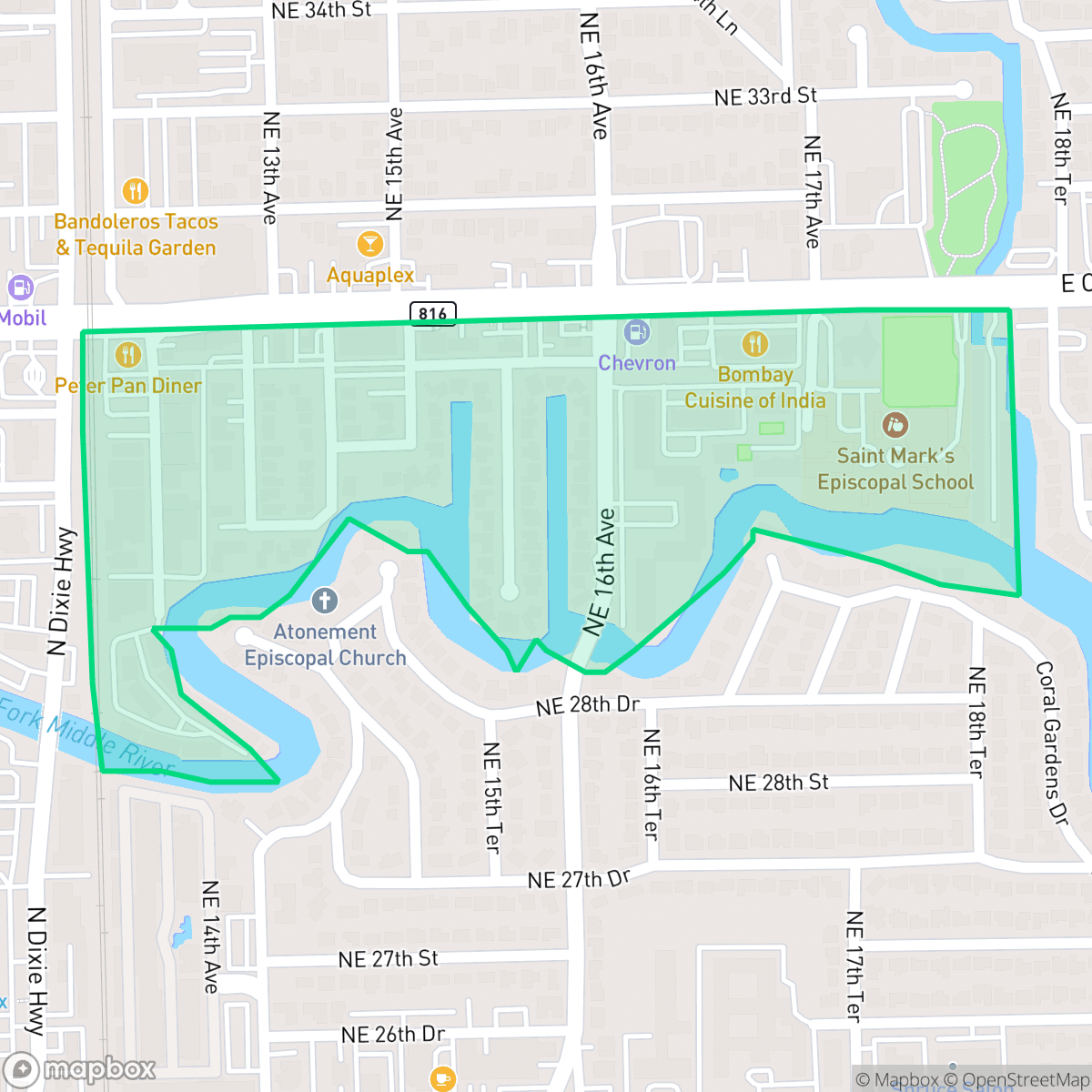 Map showing the location of Coral Brook, Oakland Park, FL