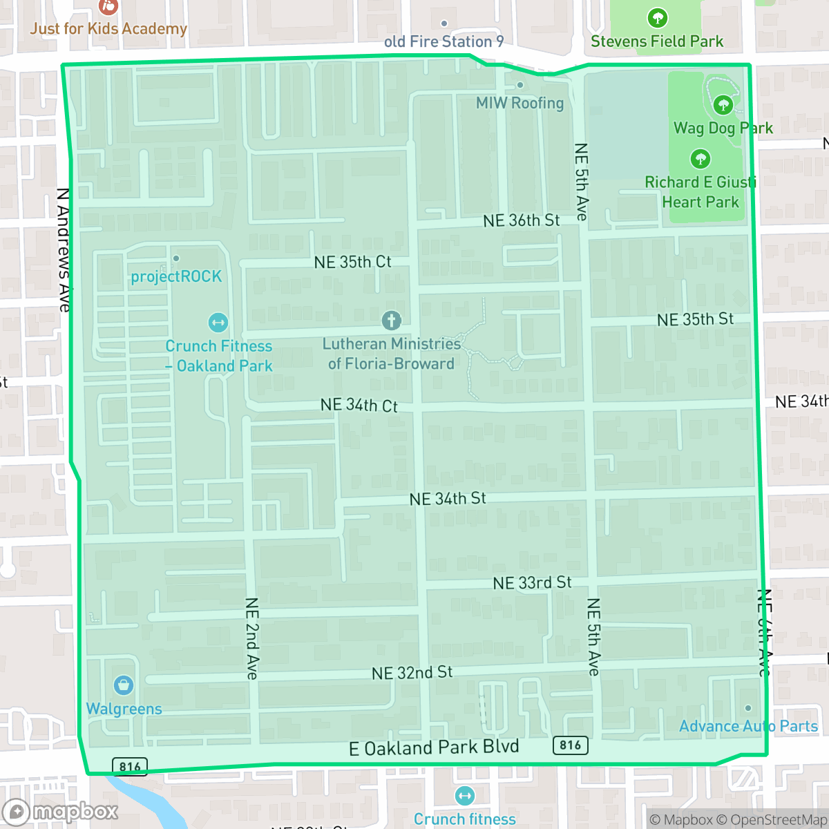 Map showing the location of Harlem McBride, Oakland Park, FL