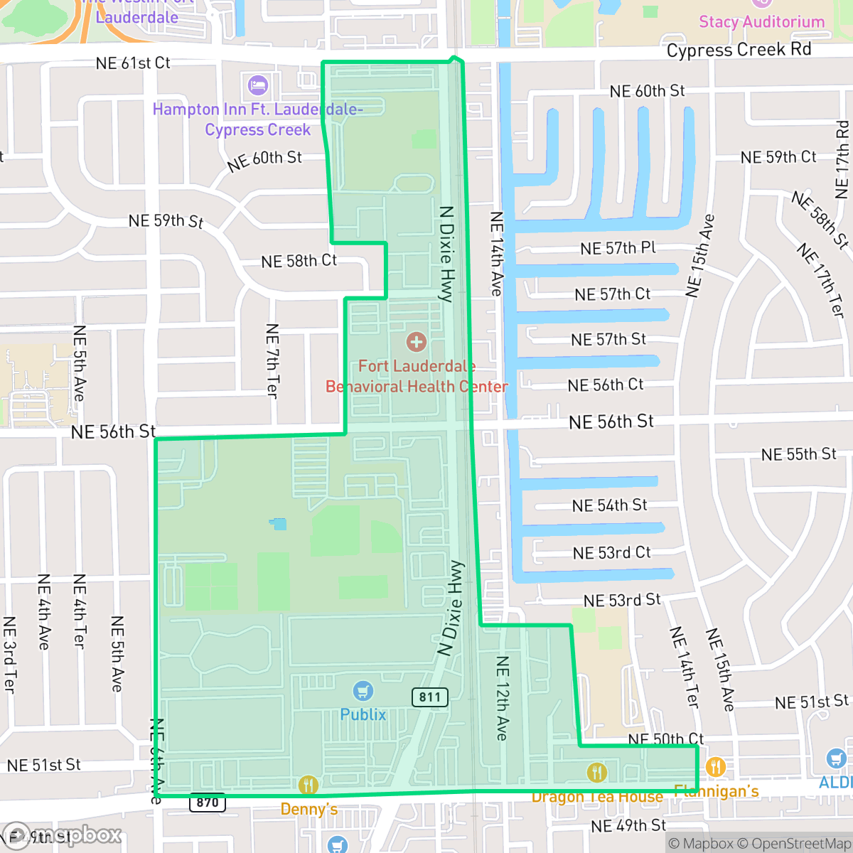 Map showing the location of North Ridge, Oakland Park, FL