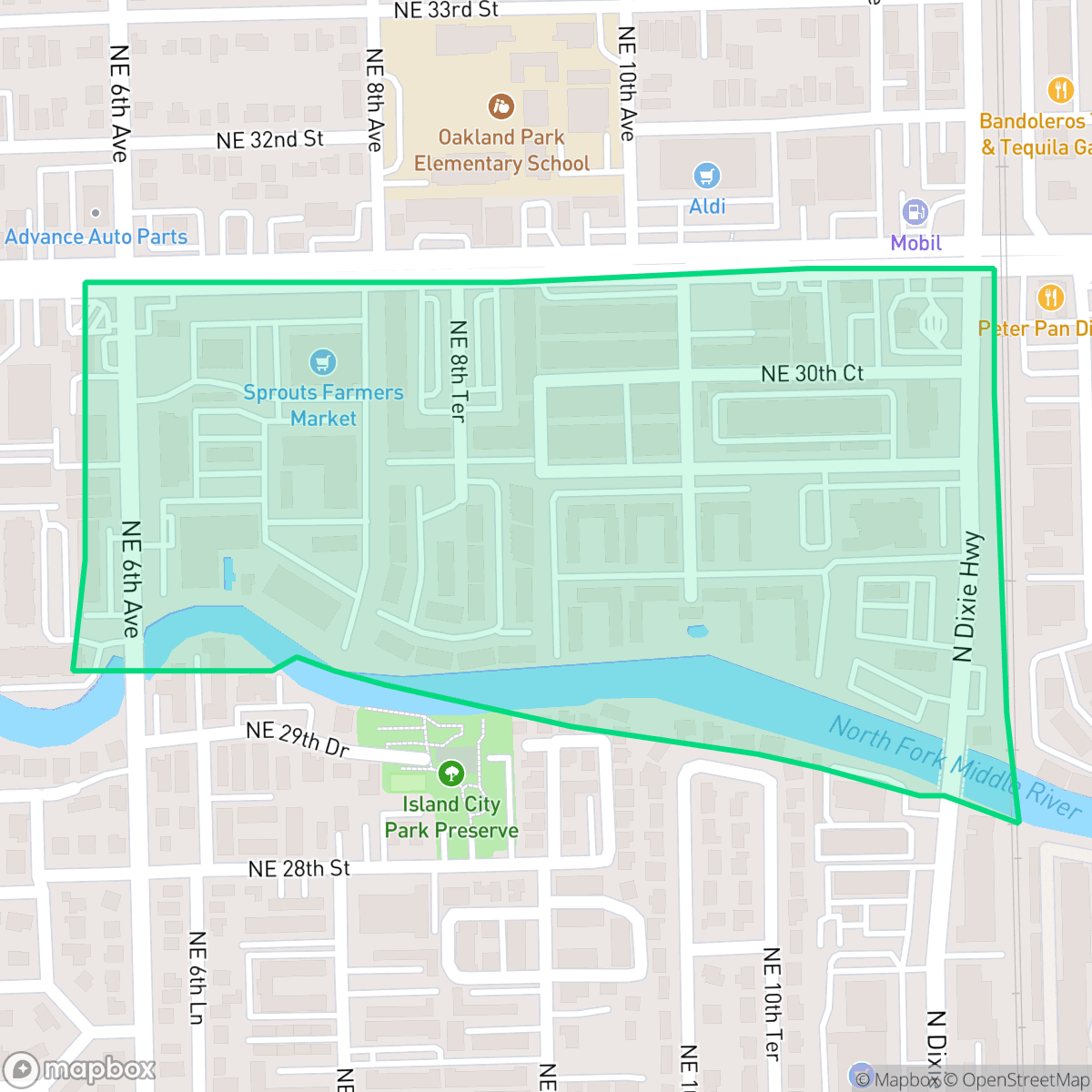 Map showing the location of Rivers Edge, Oakland Park, FL