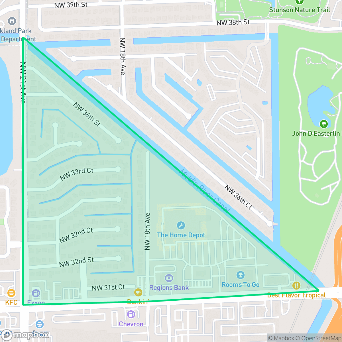 Map showing the location of Royal Palm Acres, Oakland Park, FL