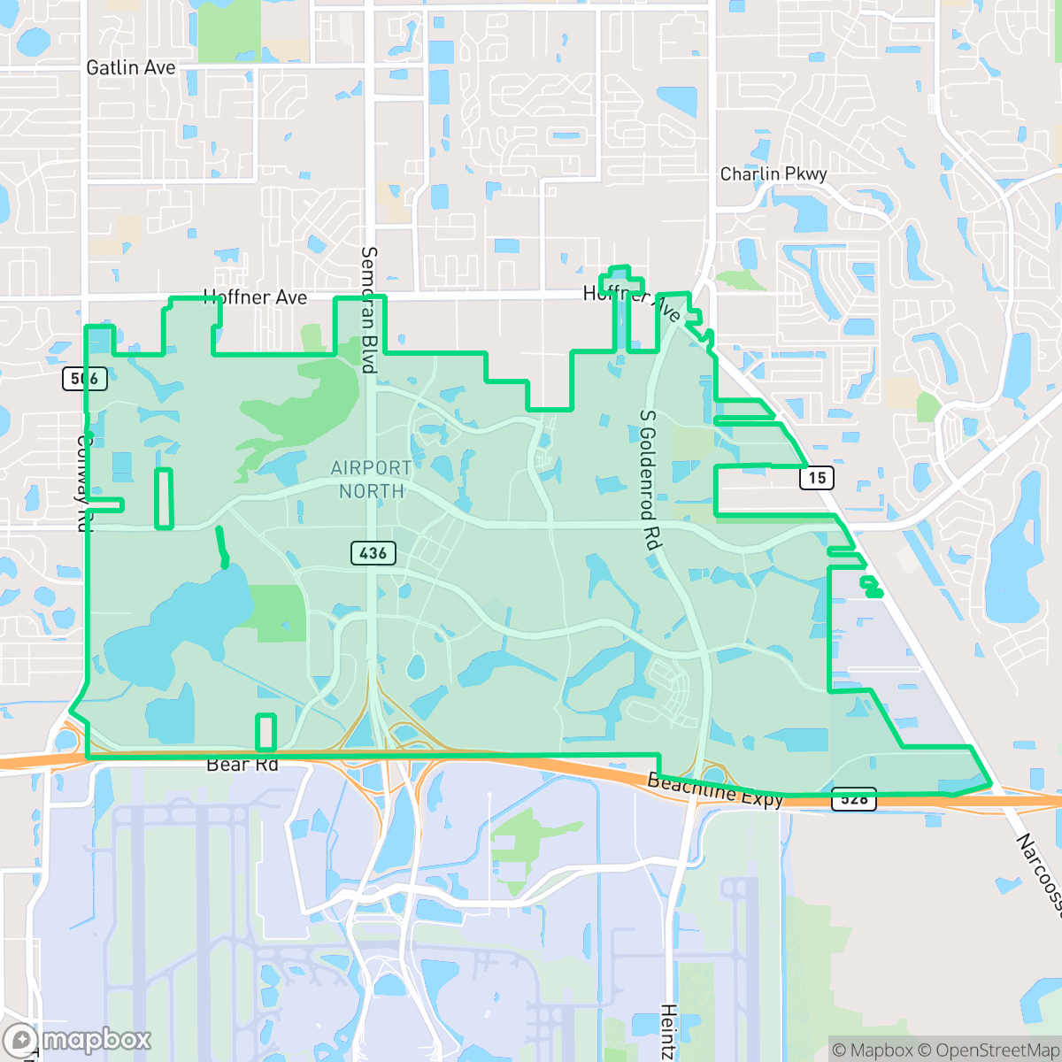 Map showing the location of Airport North, Orlando, FL