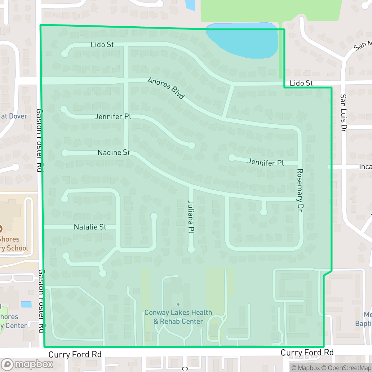 Map showing the location of Dover Manor, Orlando, FL