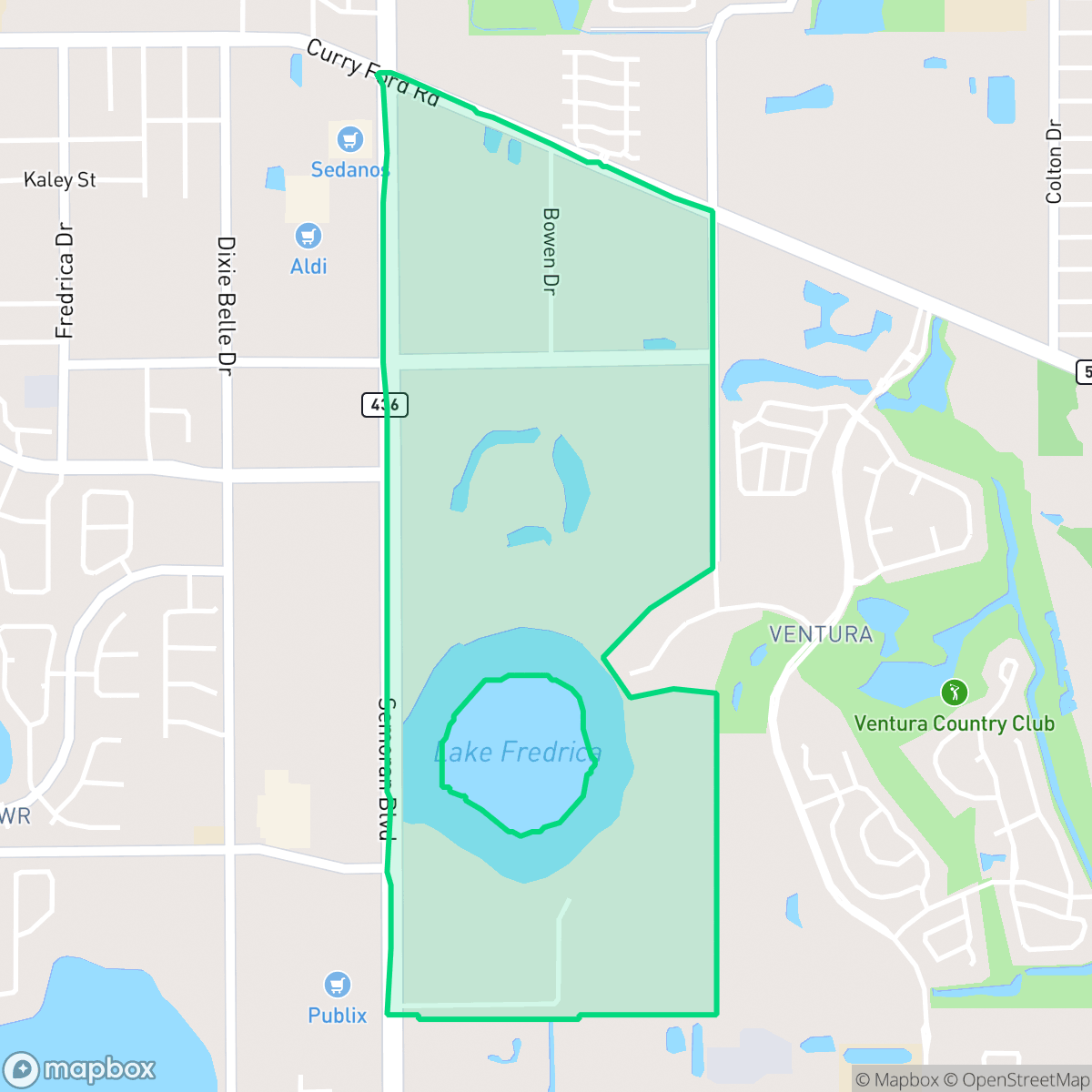 Map showing the location of Lake Frendrica, Orlando, FL