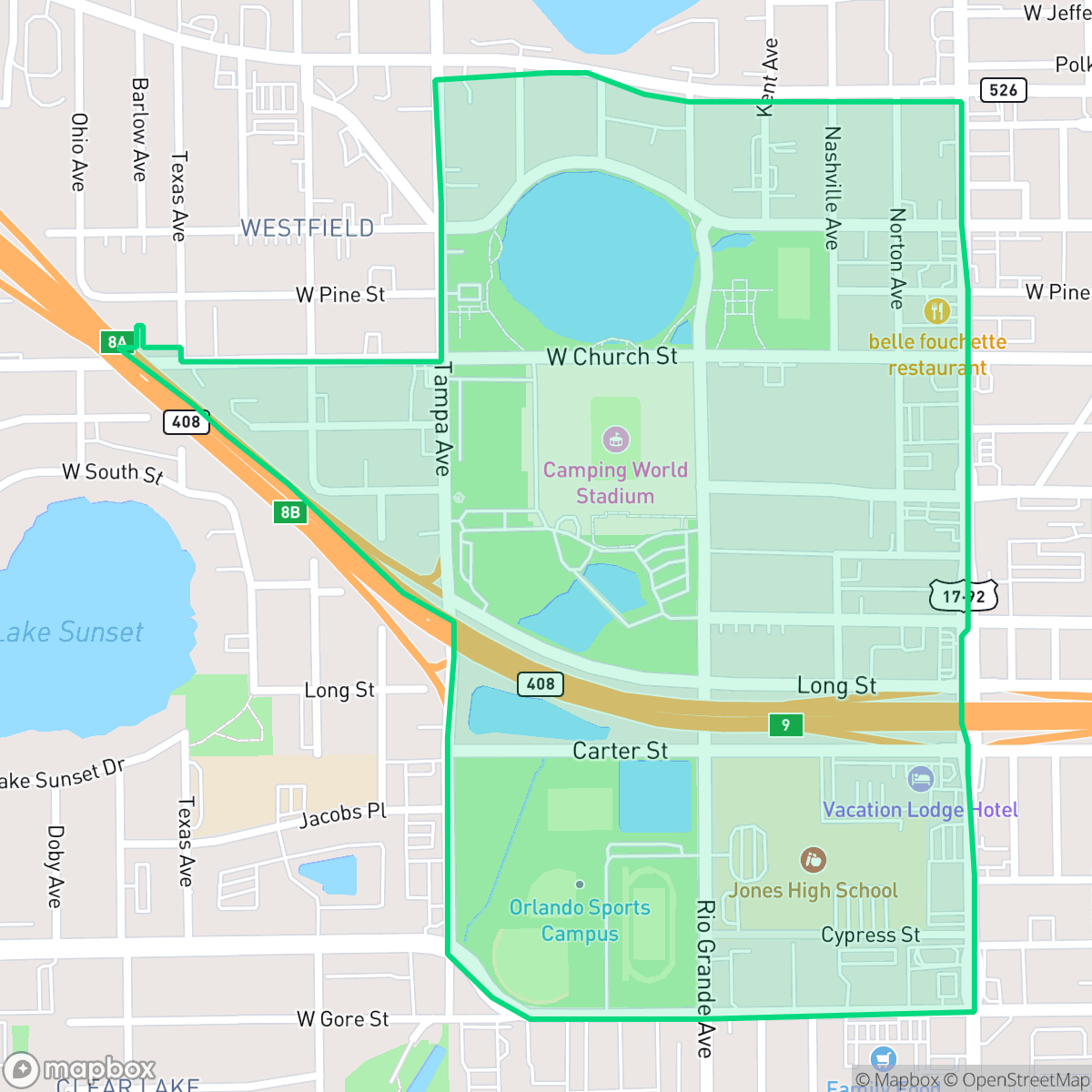 Map showing the location of Lorna Doone, Orlando, FL