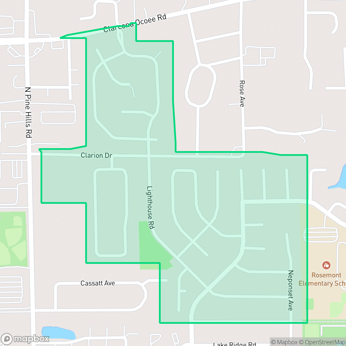 Map showing the location of Rosemont North, Orlando, FL