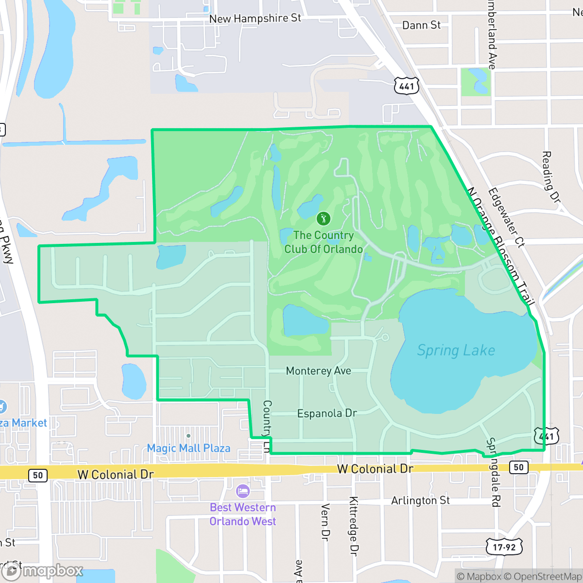 Map showing the location of Spring Lake, Orlando, FL