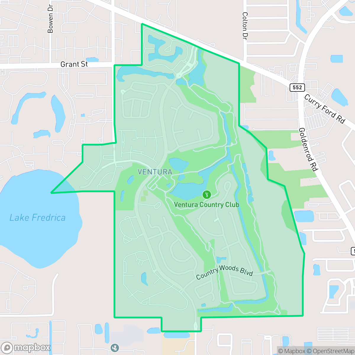 Map showing the location of Ventura Country Club, Orlando, FL
