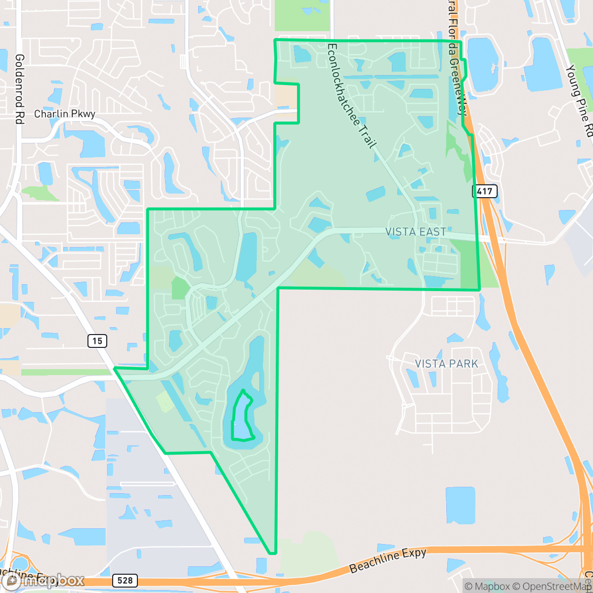 Map showing the location of Vista East, Orlando, FL