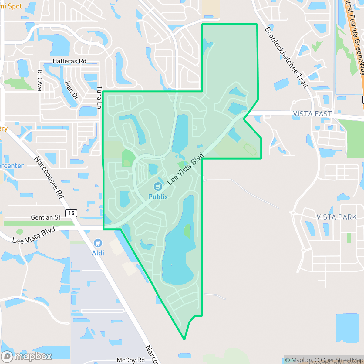 Map showing the location of Vista Lakes, Orlando, FL