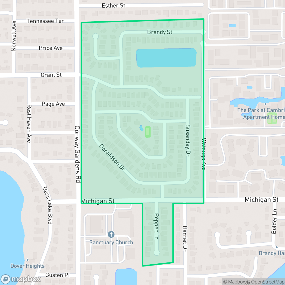 Map showing the location of Wedgewood Groves, Orlando, FL