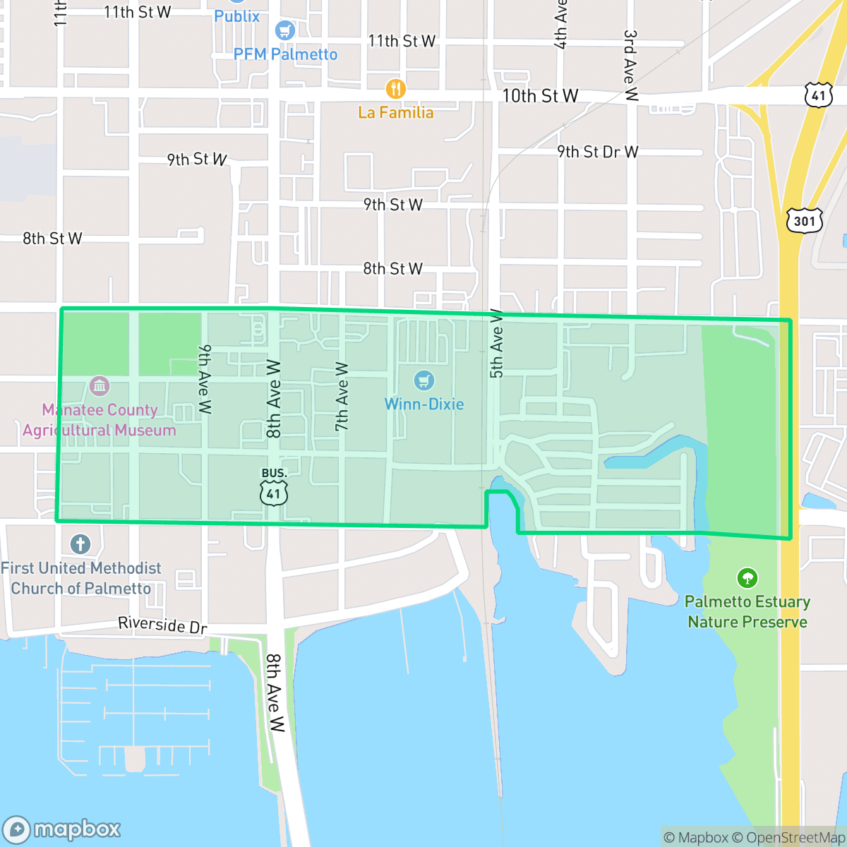 Map showing the location of Midtown, Palmetto, FL