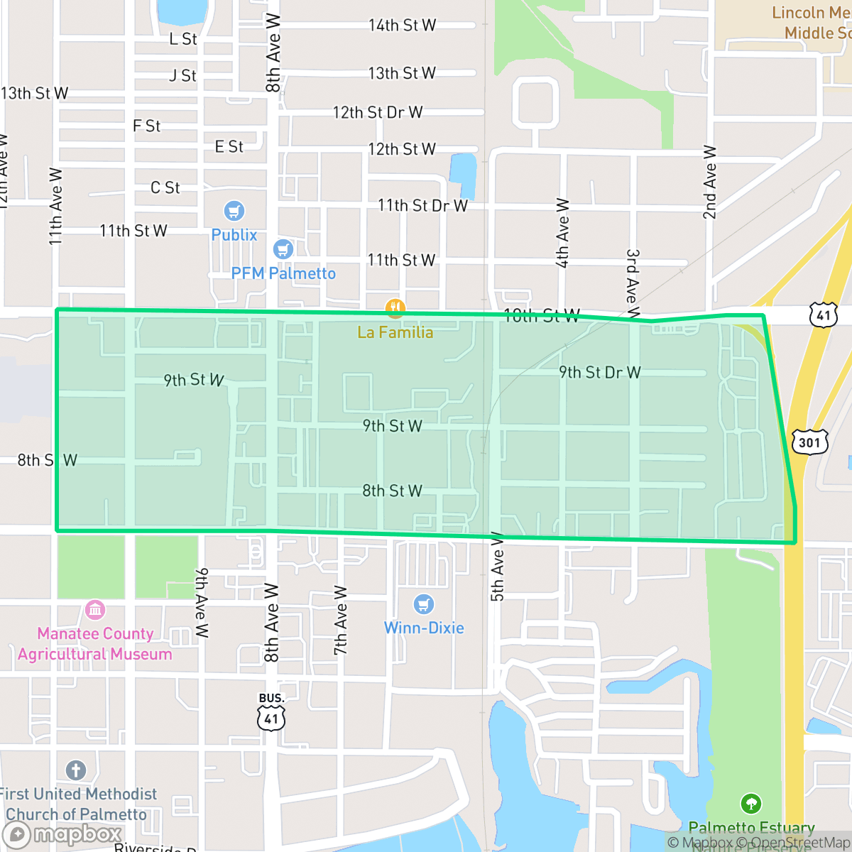 Map showing the location of Uptown, Palmetto, FL
