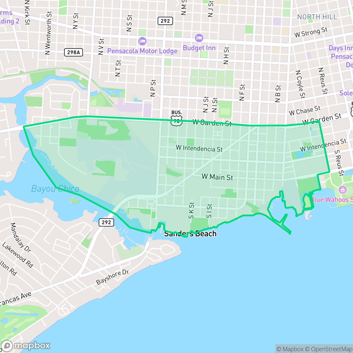 Map showing the location of Renz-anna Villa, Pensacola, FL