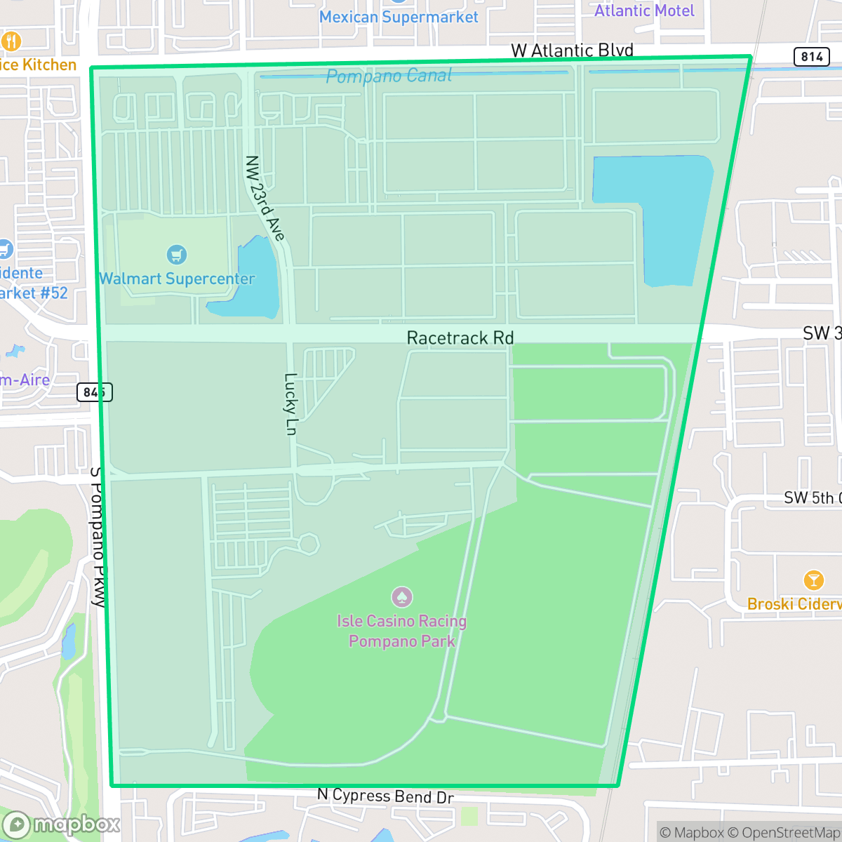 Map showing the location of Arvida-Pompano Park, Pompano Beach, FL