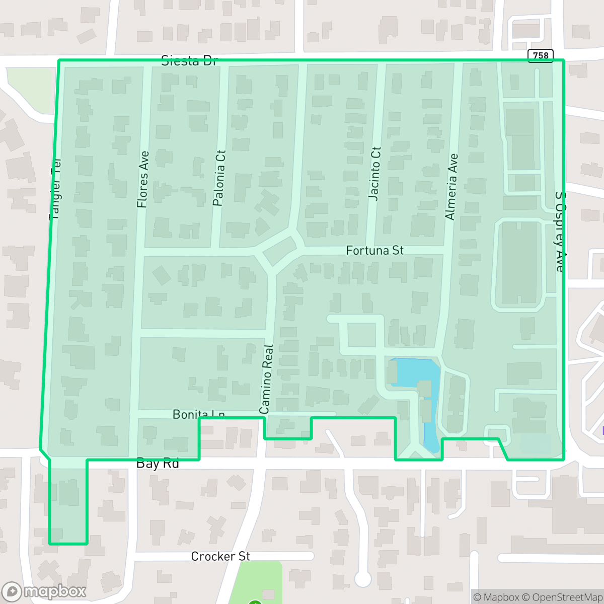 Map showing the location of Granada, Sarasota, FL