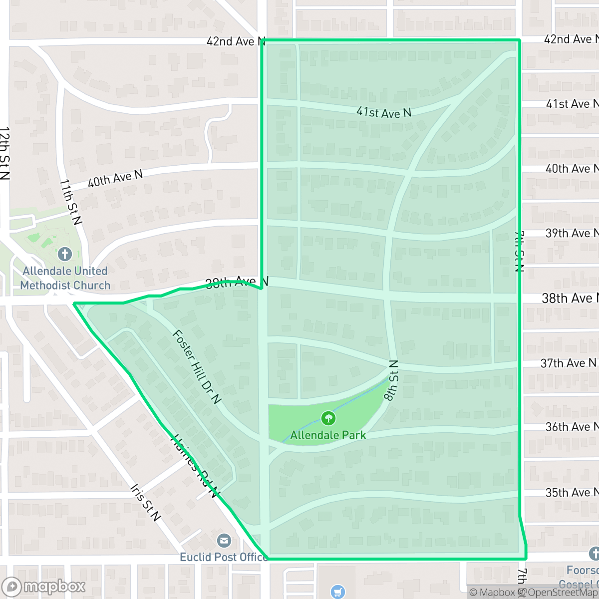 Map showing the location of Allendale Terrace, St. Petersburg, FL