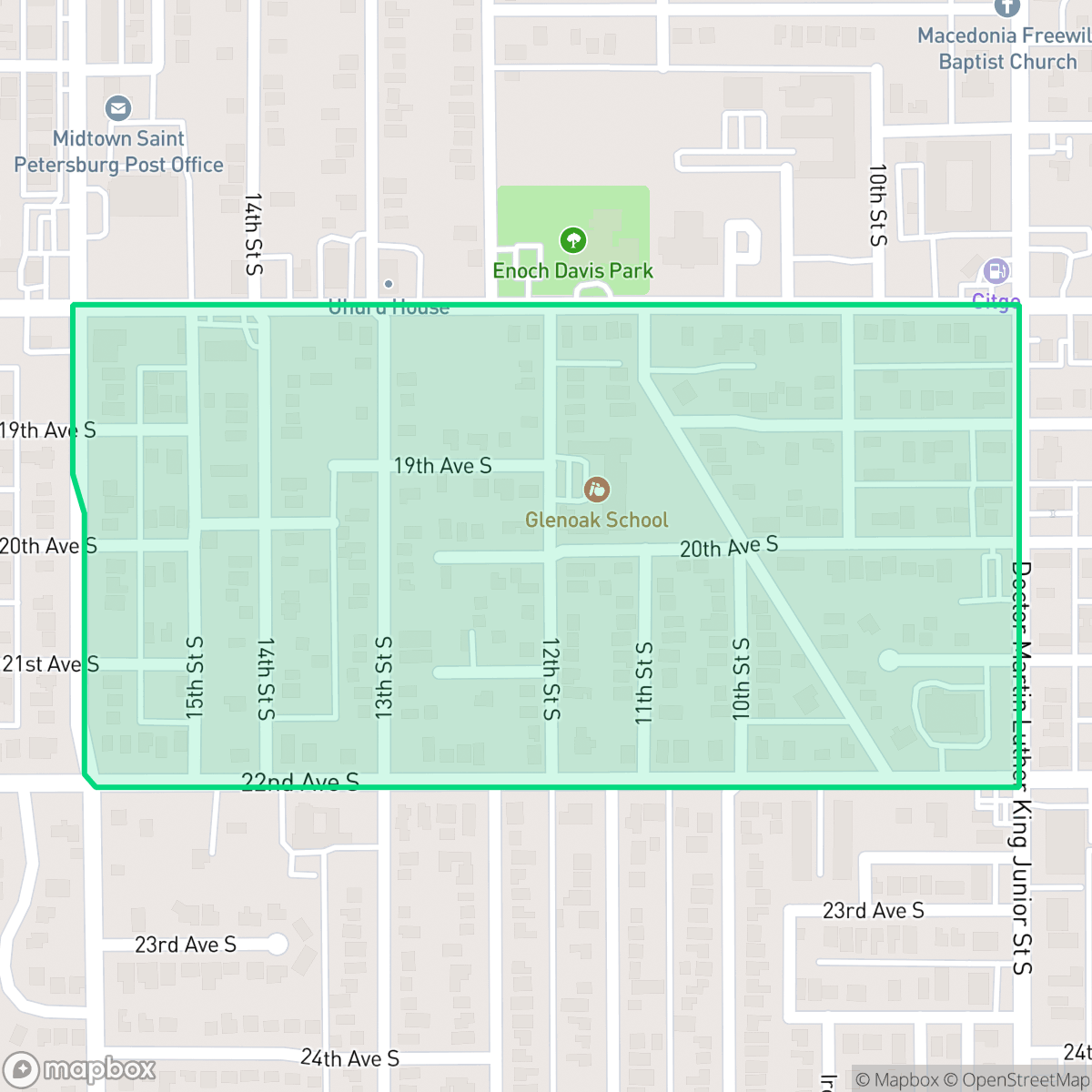 Map showing the location of Cromwell Heights, St. Petersburg, FL