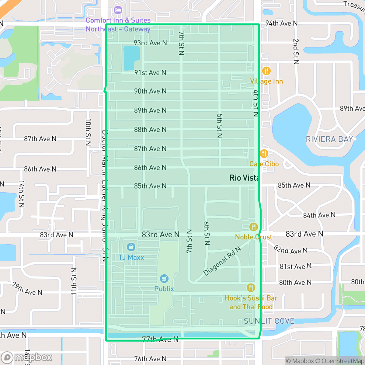 Map showing the location of Gateway, St. Petersburg, FL