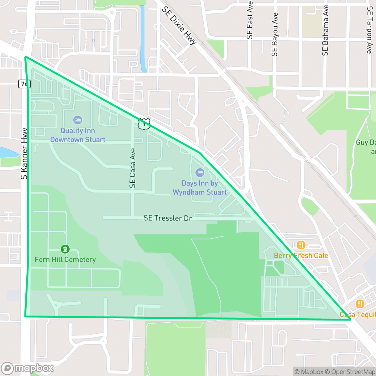 Map showing the location of Casa Terrace, Stuart, FL