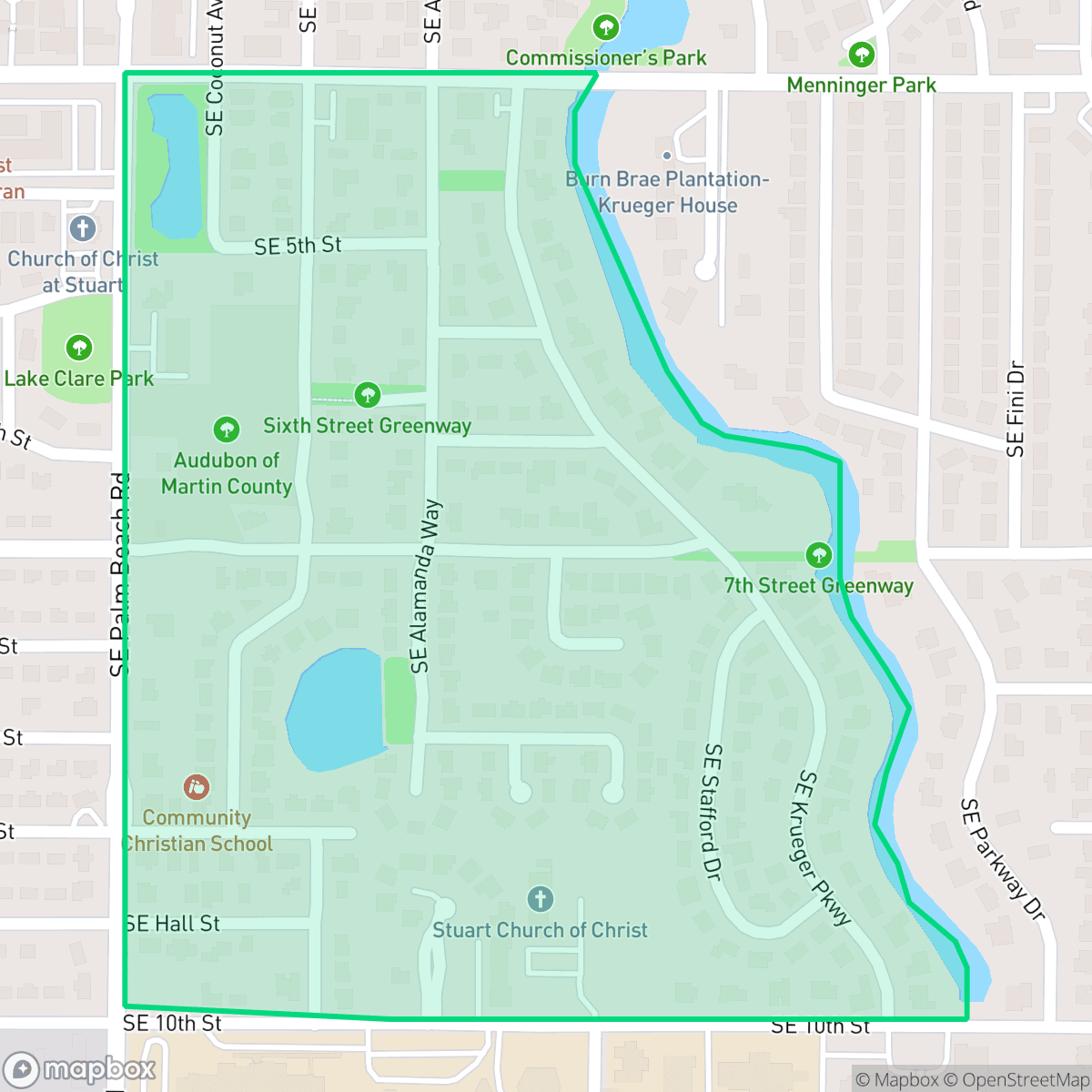 Map showing the location of Krueger West, Stuart, FL