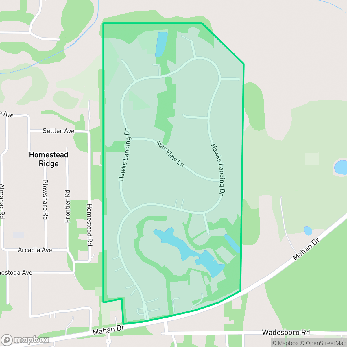 Map showing the location of Hawk's Landing, Tallahassee, FL