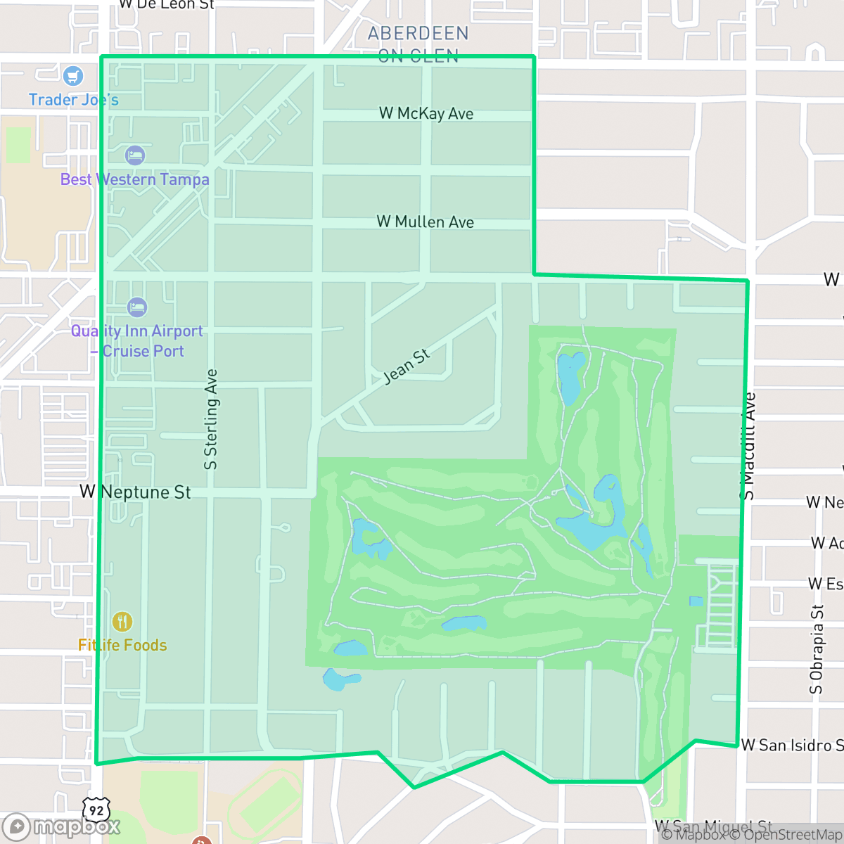 Map showing the location of Golf View, Tampa, FL