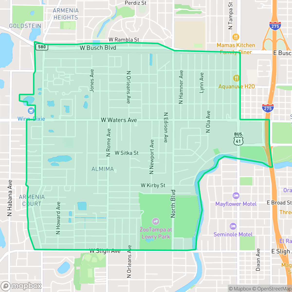 Map showing the location of Lowry Park Central, Tampa, FL