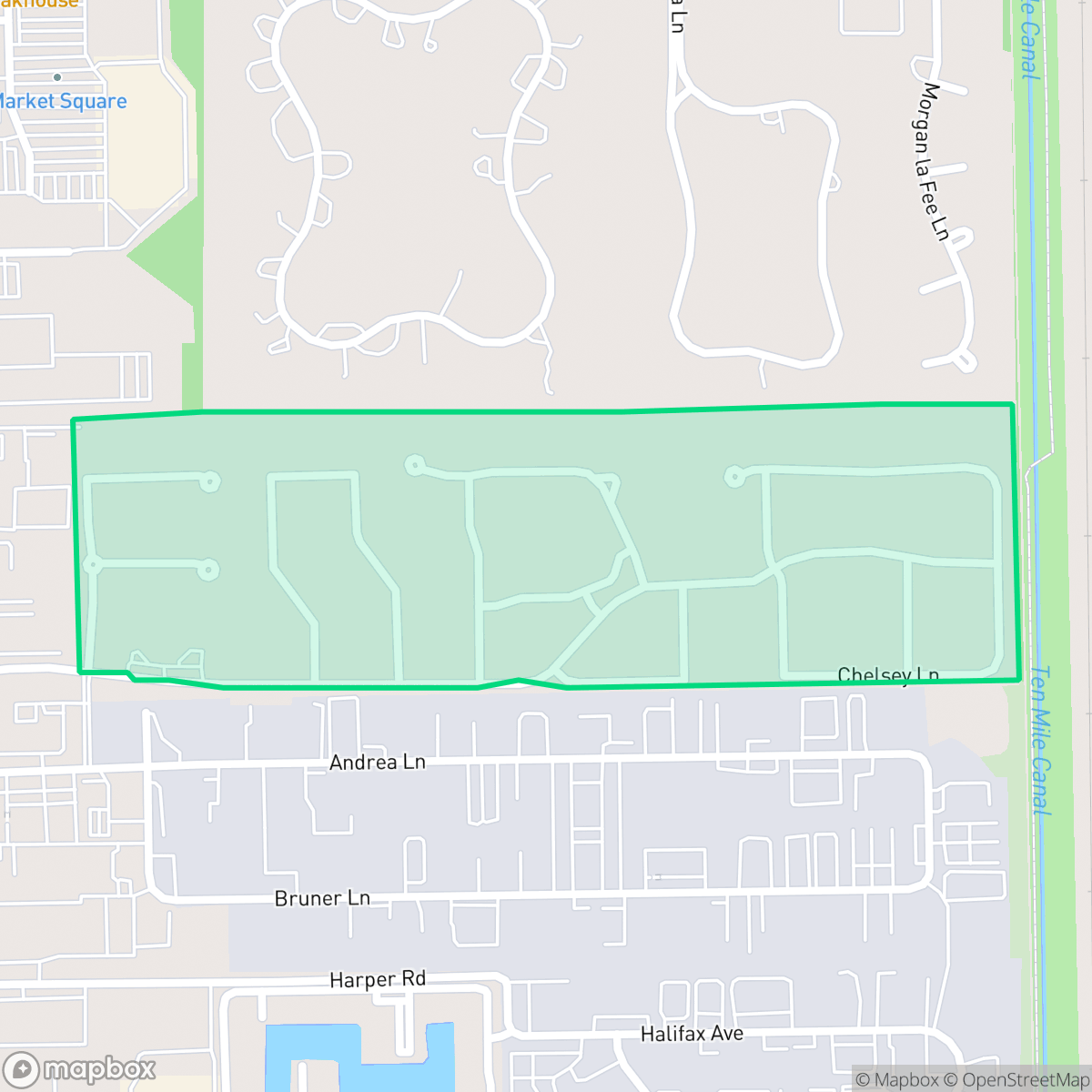 Map showing the location of Bell Tower Park, Villas, FL