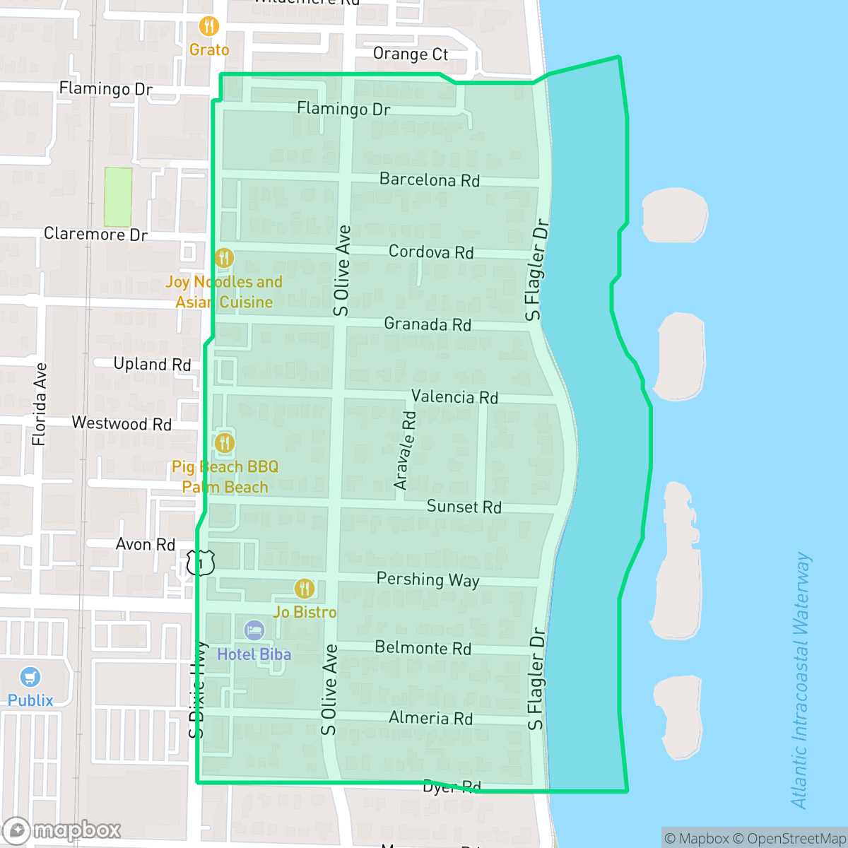 Map showing the location of El Cid, West Palm Beach, FL