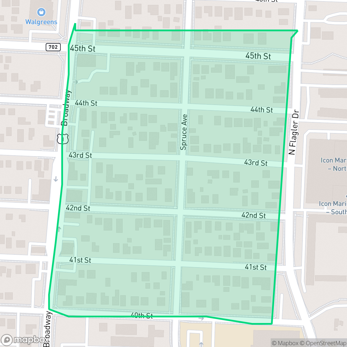 Map showing the location of Northwood Gardens, West Palm Beach, FL