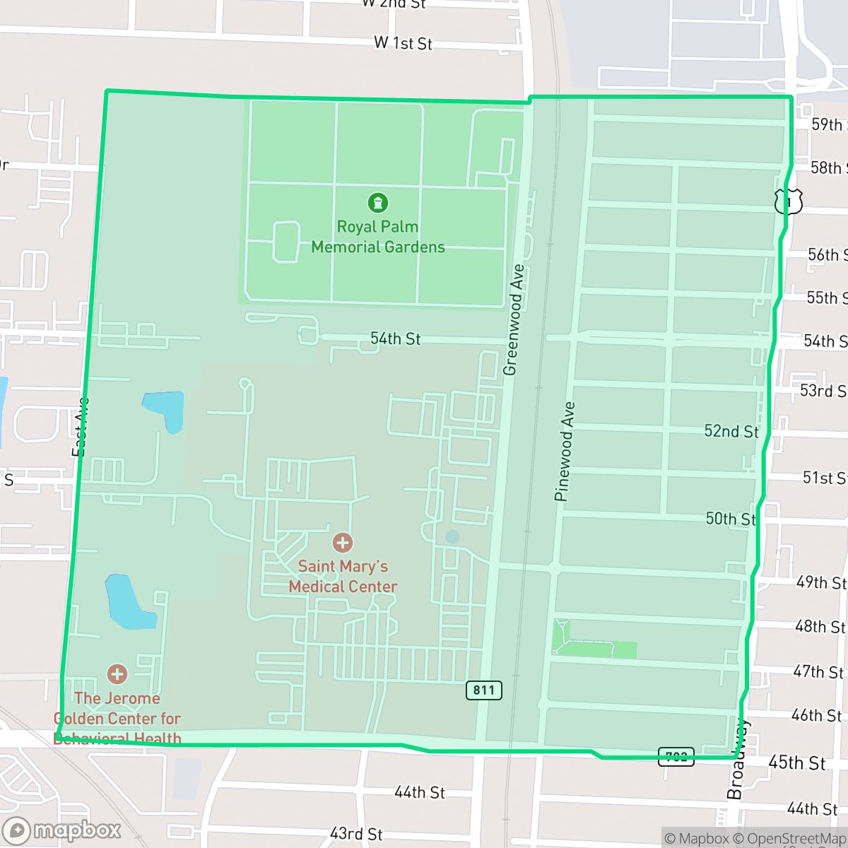 Map showing the location of Northwood, West Palm Beach, FL