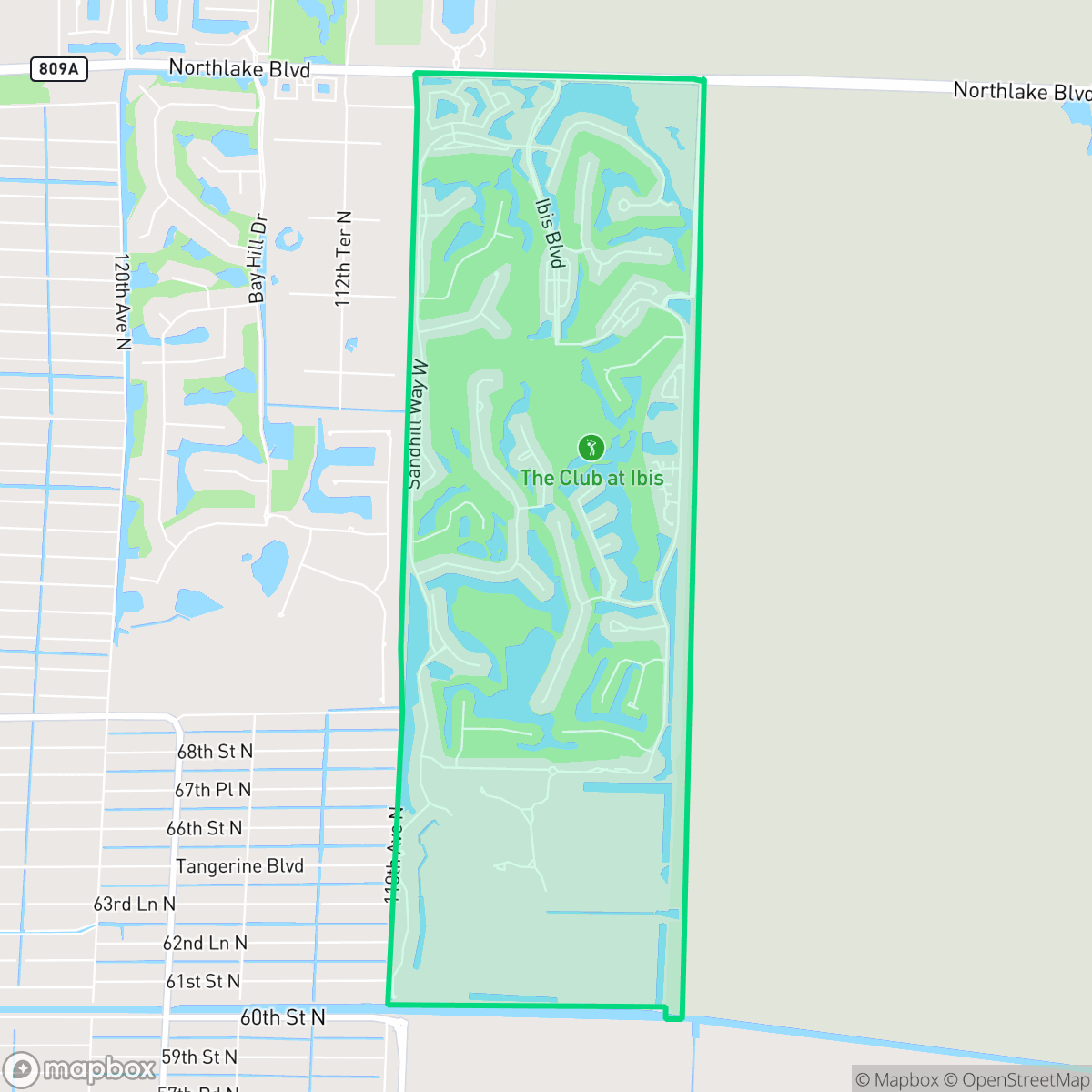 Map showing the location of Pineapple Park - Ibis, West Palm Beach, FL