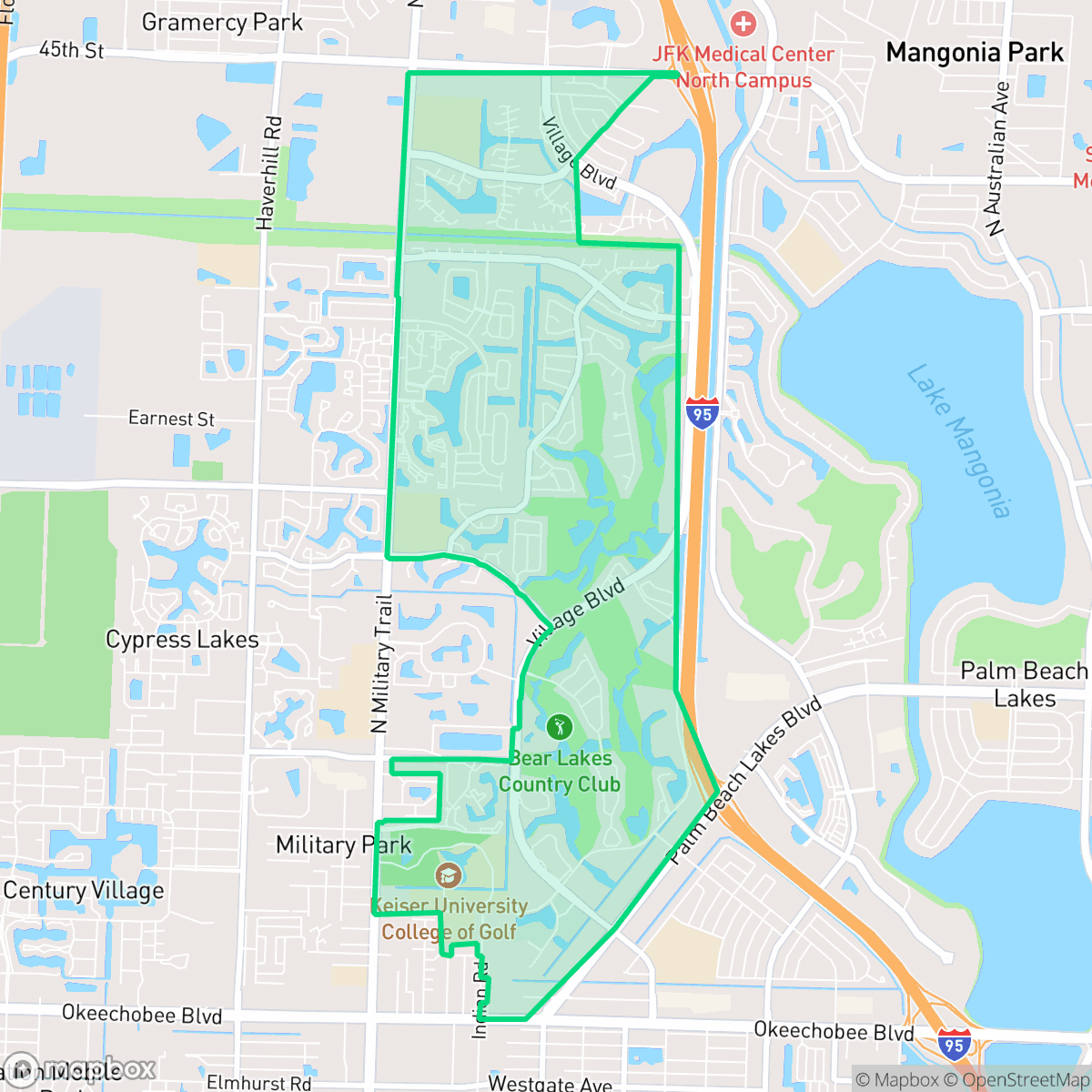 Map showing the location of Villages of Palm Beach Lakes, West Palm Beach, FL
