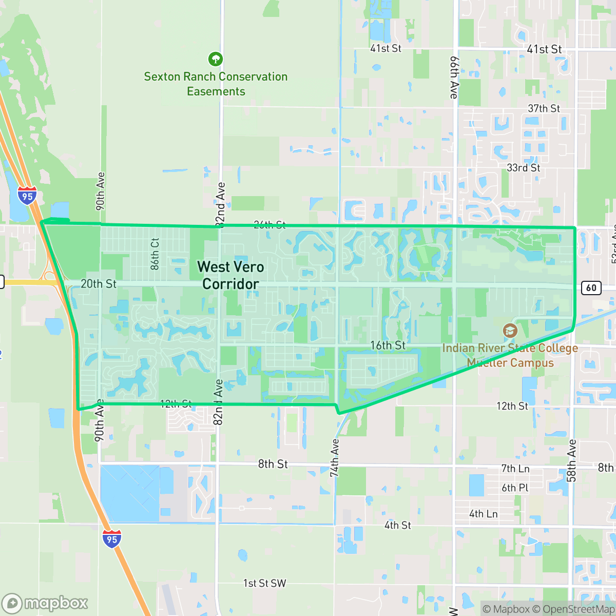 Map showing the location of West Vero Corridor, FL — coverage area