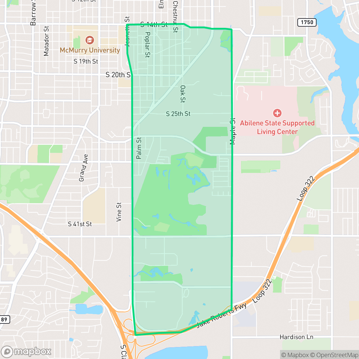 Map showing the location of South Treadaway, Abilene, TX