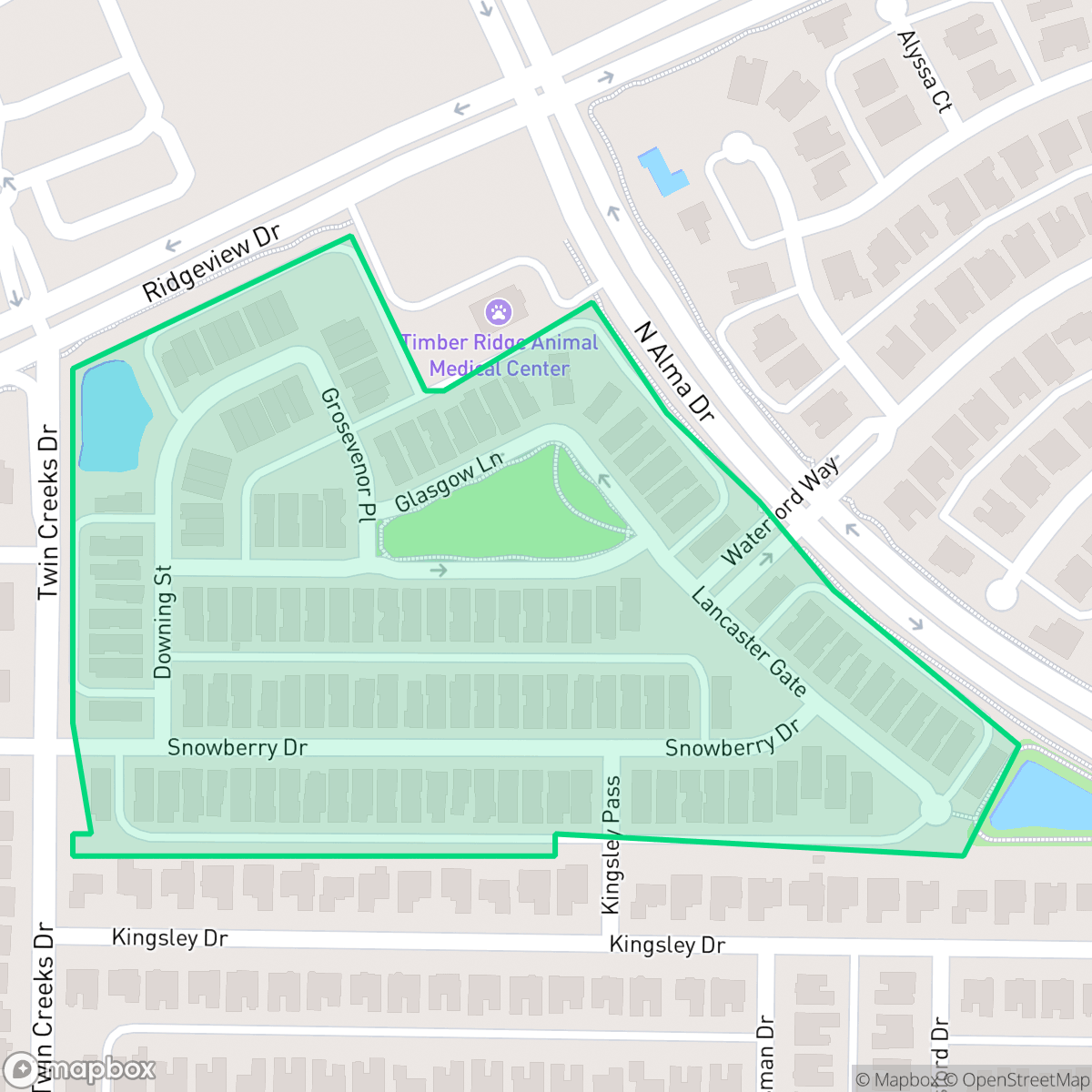 Map showing the location of Avondale, Allen, TX