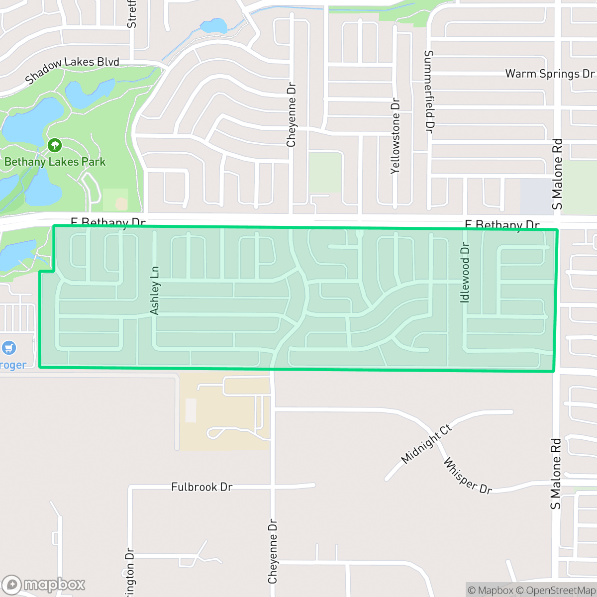 Map showing the location of Bethany Ridge Estates, Allen, TX