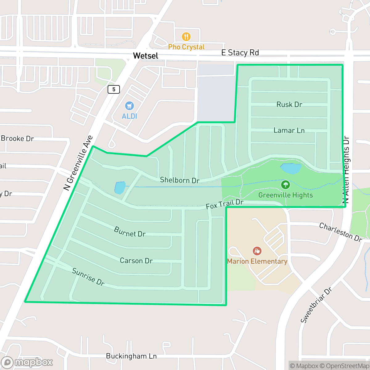 Map showing the location of Silhouette, Allen, TX