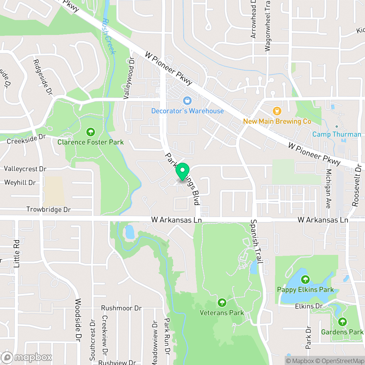 Map showing the location of West, Arlington, TX