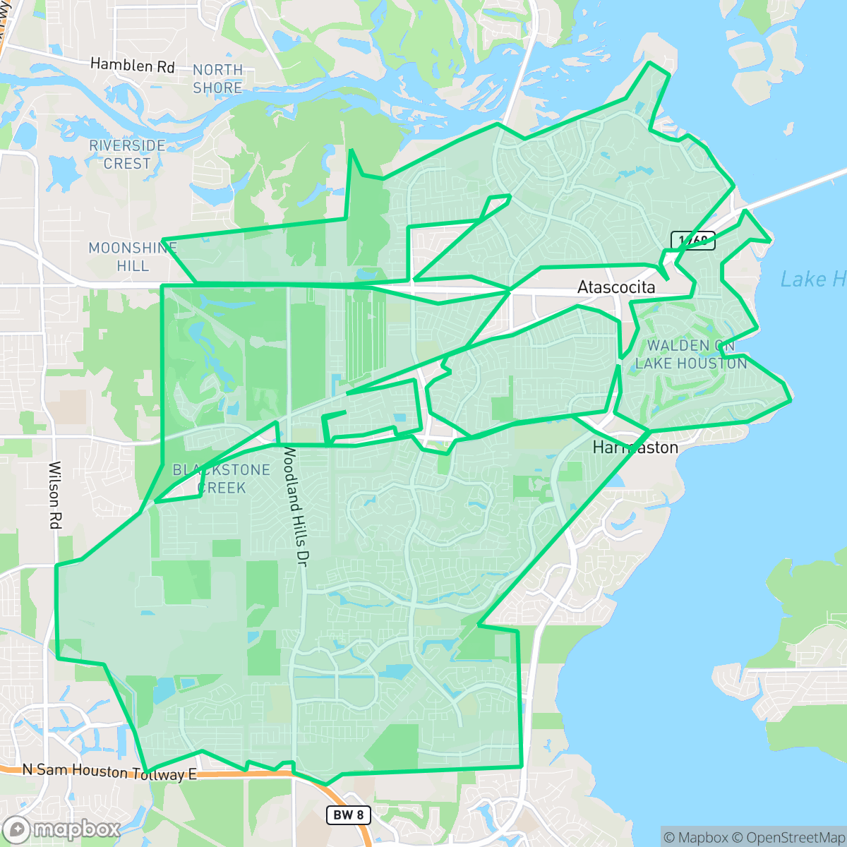 Map showing the location of Atascocita, TX — coverage area