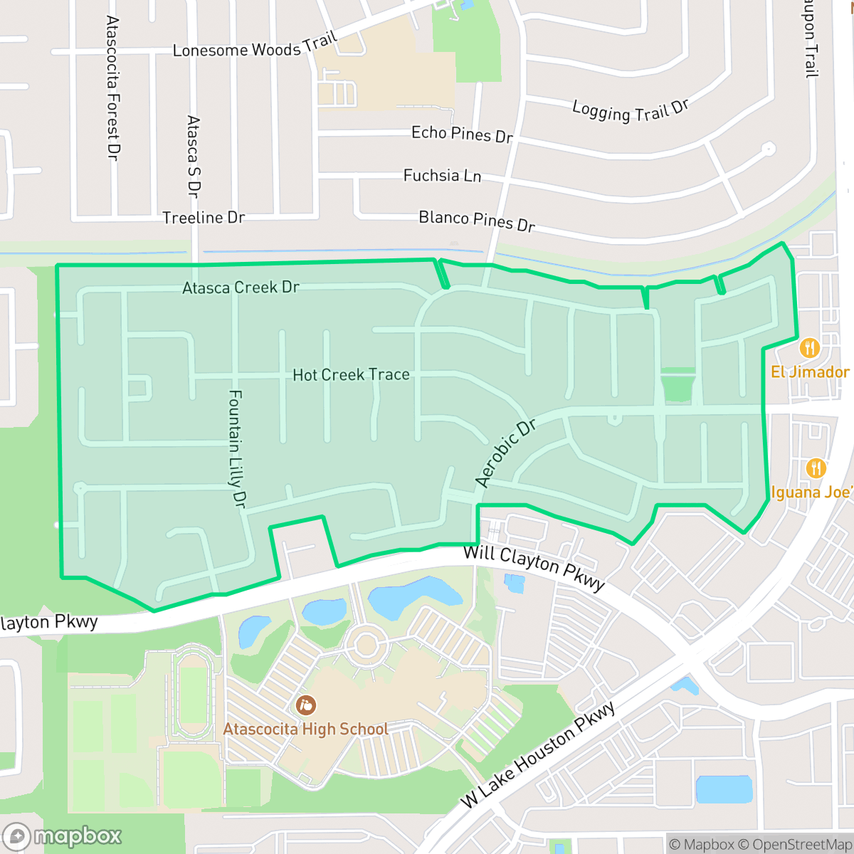 Map showing the location of Atasca Woods, Atascocita, TX