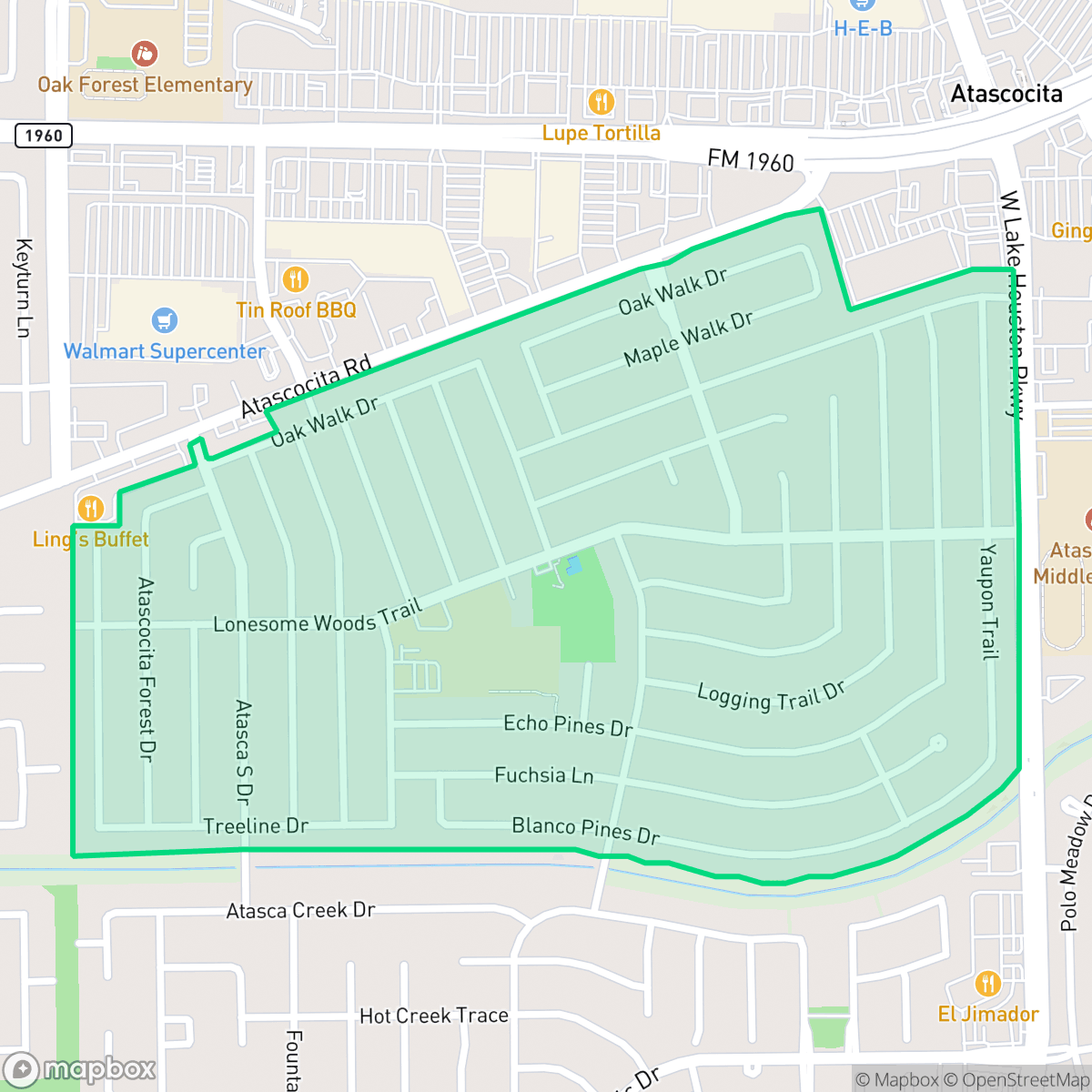 Map showing the location of Atascocita South, Atascocita, TX